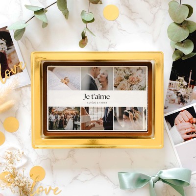 cadeau saint valentin homme Chocolat personnalisé Carte avec 6 photos et texte