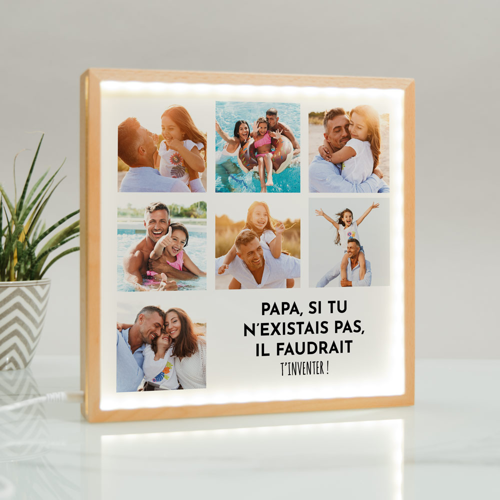 cadeau fête des Pères Light Box Cadre Lumineux avec 7 photos et texte cadeau fête des Pères Light Box Cadre Lumineux avec 7 photos et texte