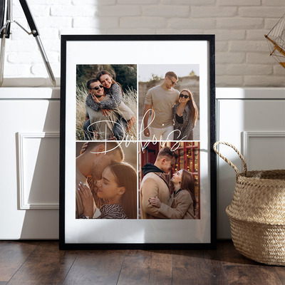 cadeau romantique Poster personnalisé avec 4 photos et texte