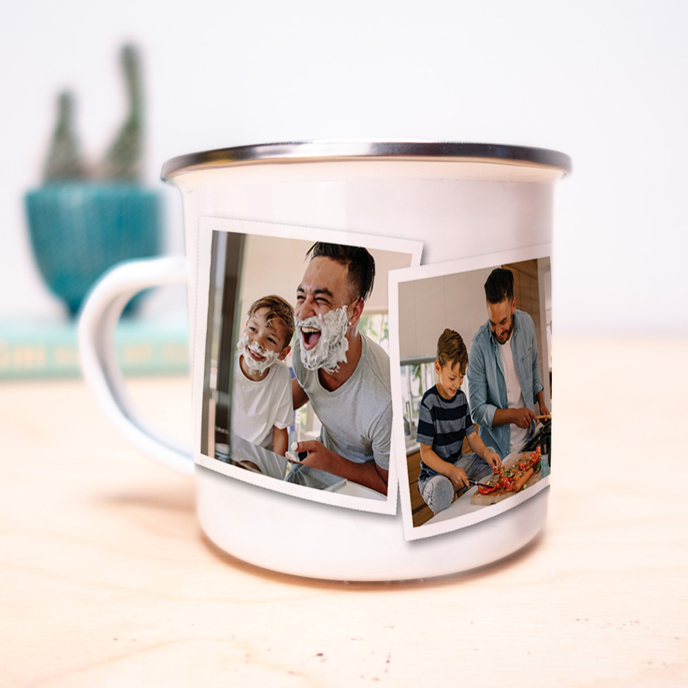 Tasse en métal personnalisable avec photos cadeau papa Tasse en métal personnalisable avec photos