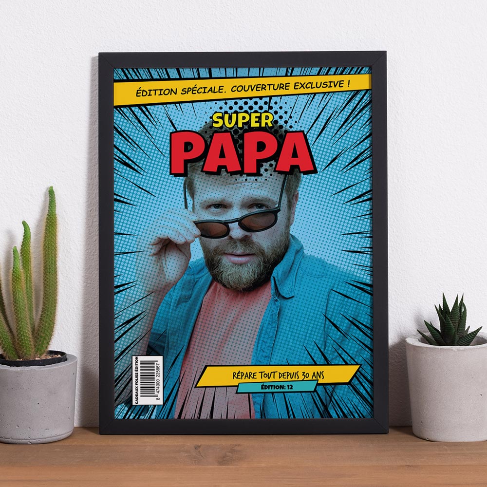 cadeau papa Poster personnalisable avec texte et image façon BD
