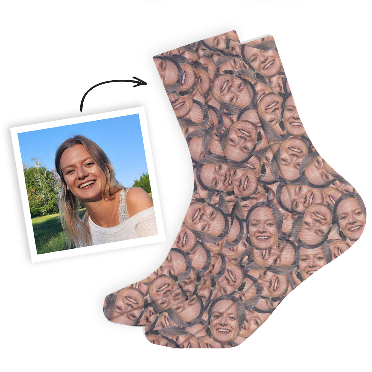 Chaussettes personnalisées visage cadeau femme chaussettes personnalisées visage