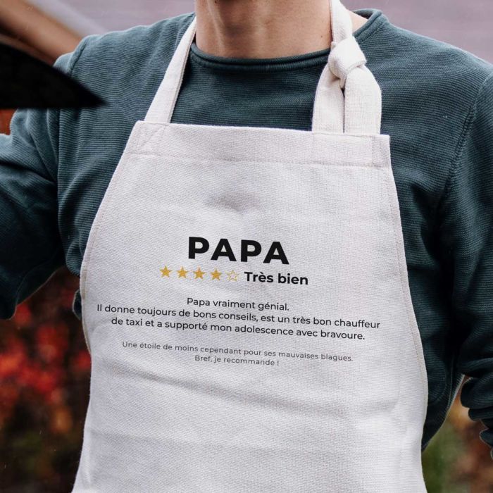 Tablier de cuisine personnalisé avec avis client Cadeau papa Tablier de cuisine personnalisé avec avis client
