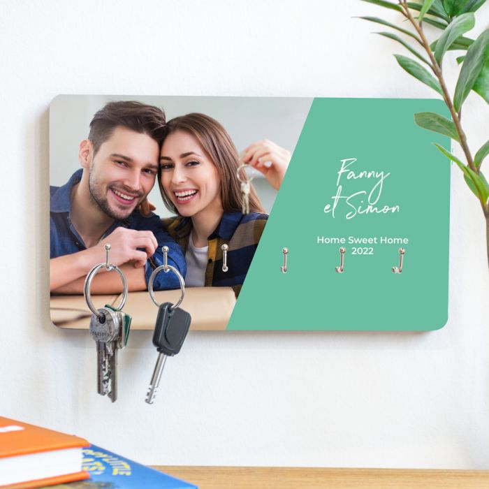 Porte-clés mural personnalisé avec photo et texte cadeau romantique Porte-clés mural personnalisé avec photo et texte