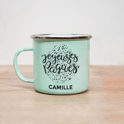 Tasse en métal Joyeuses Pâques avec texte Tasse en métal Joyeuses Pâques avec texte