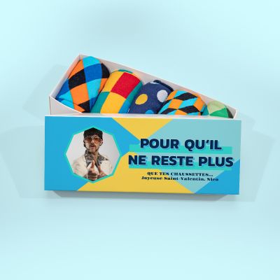 Boîte à Chaussettes avec image et texte Boîte à Chaussettes avec image et texte