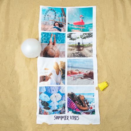 Serviette personnalisée avec 8 photos et texte