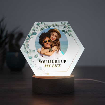 Lampe LED Hexagonale avec Photo et Texte