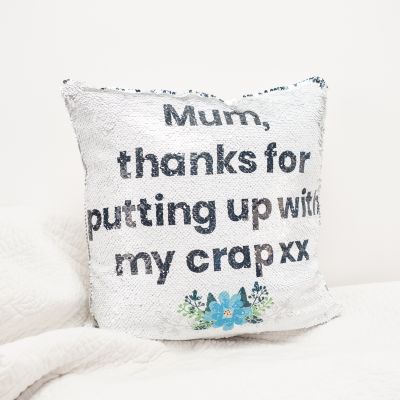 Cadeau romantique - Housse de Coussin Glitter Personnalisable - Argent