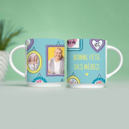 Tasse empilable avec 3 Photos et Texte