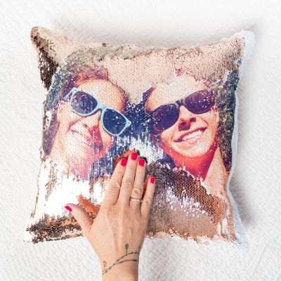 Housse de Coussin Photo Personnalisable & Paillettes Housse de Coussin Photo Personnalisable & Paillettes