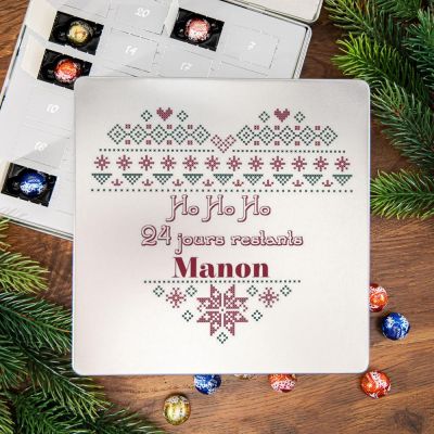 Calendrier de l'Avent - Boîte en métal Pralines avec Coeur Calendrier de l'Avent - Boîte en métal Pralines avec Coeur