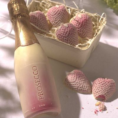 Cadeau couple - Fraises et Prosecco en Chocolat