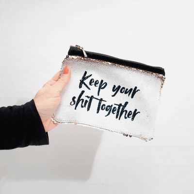 Pochette à paillettes personnalisable avec texte Pochette à paillettes personnalisable avec texte